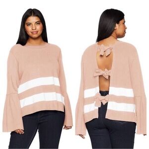 Rachel Rachel Roy Soft Pink White Stripe Tie Back Pullover Sweater Size S